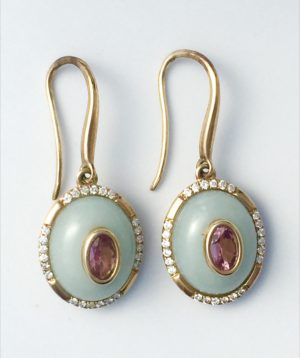 Amazonite & pink tourmaline earrings