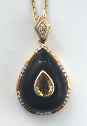 Onyx citrine & diamonds enhancer