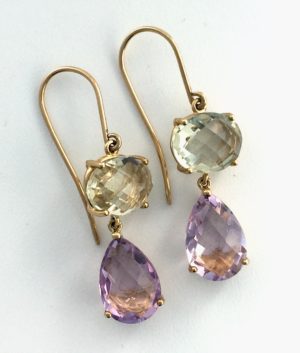 Green & lavender amethyst earrings