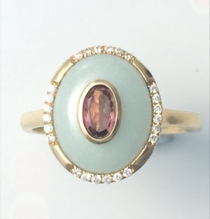 Amazonite & pink tourmaline ring